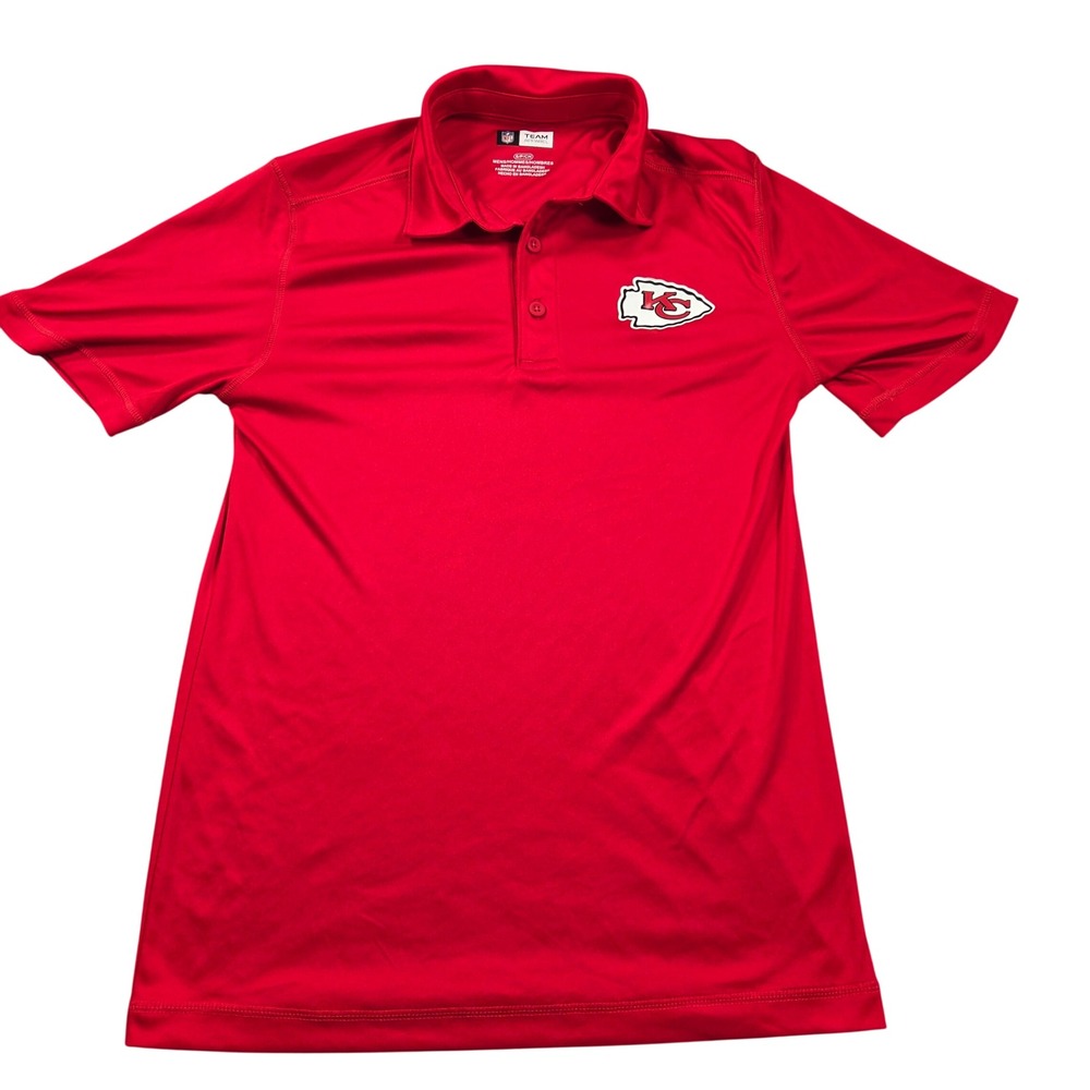 Kansas City Chiefs Polo Shirt Mens Small Red NFL Team Apparel Performance Logo